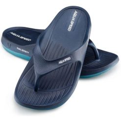 Klapki basenowe japonki Aqua Speed Alcano. Niebieskie klapki damskie Aqua-Speed, bez wzorów, bez obcasa. Za 59.99 zł.