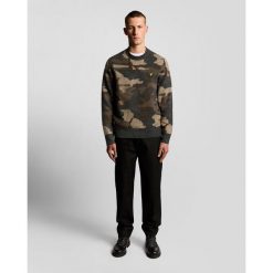 Sweter z okrągłym dekoltem w kamuflażowym wzorze z miłego materiału Lyle & Scott. Szare swetry męskie LYLE AND SCOTT, l, bez wzorów, z wełny, bez kołnierzyka. Za 430.00 zł.