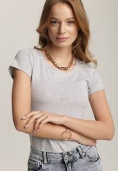 Jasnoszary T-shirt Ariema. Szare t-shirty damskie Renee, l, bez wzorów, z dzianiny, bez kołnierzyka. Za 24.99 zł.