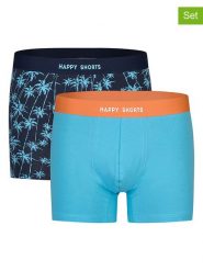 Happy Shorts Bokserki (2 pary) w kolorze granatowo-turkusowym rozmiar: M. Niebieskie bokserki męskie Happy Shorts, bez wzorów. Za 48.28 zł.