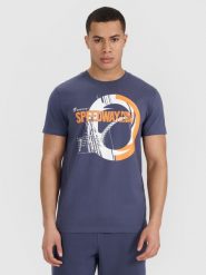 4F T-shirt regular z nadrukiem męski - szary XL. Szare t-shirty męskie 4f, m, bez wzorów, z bawełny, bez kołnierzyka. W wyprzedaży za 39.99 zł.