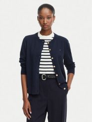 Tommy Hilfiger Kardigan Cable Fine WW0WW42370 Granatowy Regular Fit. Niebieskie kardigany damskie Tommy Hilfiger, s, bez wzorów, z syntetyku. Za 489.99 zł.
