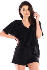 Welurowe Krótkie Szorty - Czarne. Czarne szorty damskie Awama, bez wzorów, z dresówki. Za 159.90 zł.