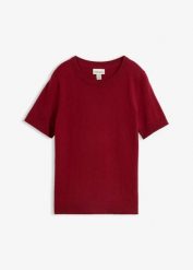 Cienki sweter z miękkiej mieszanki wełny. Fioletowe swetry klasyczne damskie bonprix, z dzianiny, bez kołnierzyka. Za 179.99 zł.