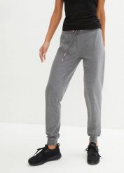 Spodnie sportowe ze ściągaczem. Czarne spodnie dresowe damskie bonprix, na fitness i siłownię. Za 82.99 zł.