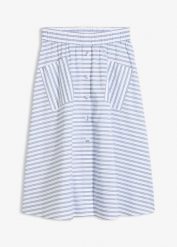 Spódnica z czystej bawełny. Niebieskie spódniczki damskie bonprix, bez wzorów, z bawełny, rozkloszowane. Za 59.99 zł.