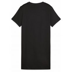 Młodzieżowa sukienka Essentials z małym logo No. 1 i krótkim rękawem PUMA Black. Czarna sukienki damskie Puma, l, bez wzorów, prążkowane, eleganckie, bez kołnierzyka, bez ramiączek, mini, sportowe. Za 109.00 zł.