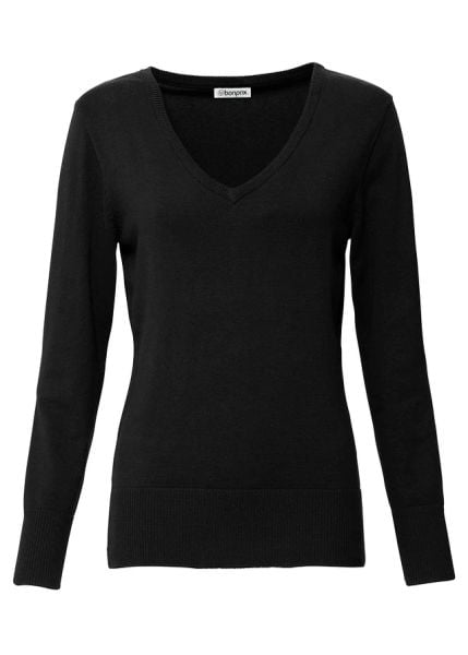Sweter z cienkiej dzianiny. Zielone swetry klasyczne damskie bonprix, z bawełny, bez kołnierzyka. Za 82.99 zł.