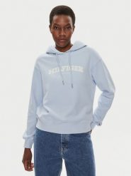 Tommy Hilfiger Bluza Monotype Flock WW0WW41236 Błękitny Relaxed Fit. Niebieskie bluzy bez kaptura damskie Tommy Hilfiger, s, z bawełny. Za 469.99 zł.
