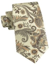 Męski Krawat - Kremowy w Orientalny Wzór - Alties. Białe krawaty i muchy męskie Alties, bez wzorów, z tkaniny, eleganckie. Za 55.00 zł.