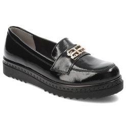 Czarne Półbuty Armodo Stylowe Wsuwane Obuwie Damskie. Czarne półbuty damskie Armodo, z aplikacjami, ze skóry, eleganckie, bez obcasa. Za 389.00 zł.