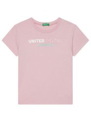 United Colors Of Benetton T-Shirt 3I1XC10MZ Różowy Regular Fit. Czerwone koszulki dziewczęce United Colors Of Benetton, bez wzorów, z bawełny, bez ramiączek. Za 39.99 zł.