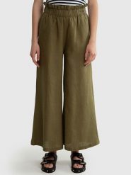 BIG STAR Lniane spodnie w kolorze khaki rozmiar: S. Brązowe spodnie materiałowe damskie Big Star, bez wzorów, ze lnu, retro. Za 144.99 zł.