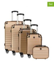 Geographical Norway 5-częściowy zestaw "Shock" w kolorze beżowym rozmiar: onesize. Brązowe walizki Geographical Norway, bez wzorów, z materiału. Za 565.99 zł.