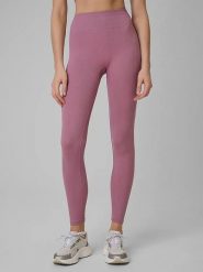 4F Legginsy sportowe w kolorze jasnoróżowym rozmiar: M/L. Różowe legginsy damskie 4f, l, bez wzorów, z materiału, z podwyższonym stanem, outdoorowe. Za 54.99 zł.