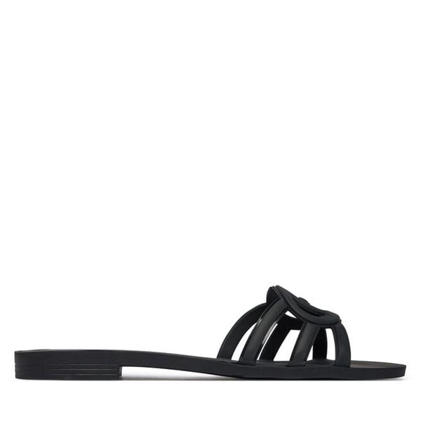 Klapki Guess. Czarne klapki damskie Guess, z aplikacjami, bez obcasa. Za 329.99 zł.