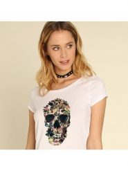 WOOOP Koszulka "Vintage Skull" w kolorze białym rozmiar: XXL. Białe bluzki damskie Wooop, xxl, bez wzorów, z bawełny, bez kołnierzyka. Za 83.42 zł.