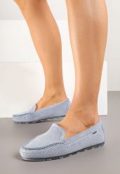 Jasnoniebieskie Mokasyny o Klasycznym Fasonie z Przeszyciem Elisame. Niebieskie mokasyny damskie Born2be. Za 84.99 zł.