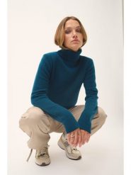 Just Cashmere Kaszmirowy golf "June" w kolorze granatowym rozmiar: M. Niebieskie golfy damskie Just Cashmere, m, bez wzorów, z kaszmiru, bez ramiączek. Za 522.14 zł.