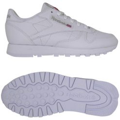 Buty sneakersy sportowe damskie Reebok Classic Leather. Białe buty sportowe na co dzień damskie Reebok, bez wzorów, z materiału, trekkingowe, reebok classic. Za 314.30 zł.