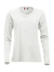 Clique Orlando Women — Damska koszulka z długim rękawem z listwą guzikową. Białe t-shirty damskie CLIQUE, s, bez wzorów, z bawełny, bez kołnierzyka. Za 135.48 zł.