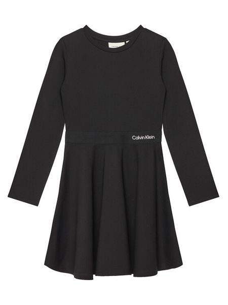 Calvin Klein Jeans Sukienka codzienna Logo Tape IG0IG02666 D Czarny Regular Fit. Czarne spodnie dziewczęce Calvin Klein Jeans, bez wzorów, z jeansu, bez ramiączek. Za 219.99 zł.