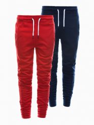 Zestaw spodni męskich dresowych BASIC - 2 pak mix V4. Czerwone spodnie dresowe męskie Ombre Clothing, z aplikacjami, z bawełny. W wyprzedaży za 82.49 zł.