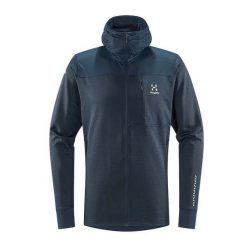 Bluza turystyczna polarowa męska Haglöfs L.I.M Mid Multi Hood. Niebieskie bluzy bez kaptura męskie Haglöfs, l, z polaru. Za 279.99 zł.