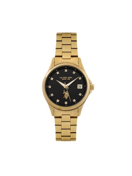 U.S. Polo Assn. Zegarek Louise USP8484BK Złoty. Żółte, analogowe zegarki damskie U.S. Polo Assn., ze stali. Za 349.99 zł.