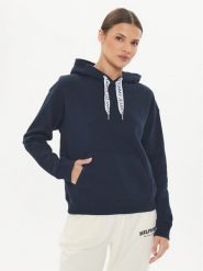 Tommy Jeans Bluza Logo Drawcord DW0DW17794 Granatowy Boxy Fit. Niebieskie bluzy bez kaptura damskie Tommy Jeans, xs, z bawełny. Za 319.99 zł.