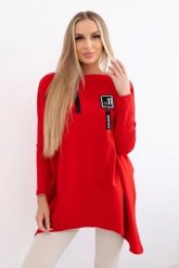 Bluza oversize z asymetrycznymi bokami czerwona. Czerwone bluzy bez kaptura damskie KESI, l, z bawełny. Za 209.11 zł.