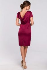 Sukienka wieczorowa satynowa z dekoltem na plecach czerwona. Czerwone sukienki damskie Sukienki.shop, s, bez wzorów, z satyny, wizytowe, bez kołnierzyka, bez ramiączek, dopasowane. Za 269.00 zł.