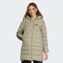 Parka z kapturem Essentials CLIMAWARM 3-Stripes Light Down. Szare parki damskie Adidas, s, bez wzorów. Za 649.00 zł.