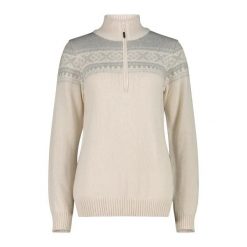 Damski sweter 1/2 zip CMP Wooltech. Białe swetry klasyczne damskie CMP, na zimę, l, z tkaniny, bez kołnierzyka. Za 436.30 zł.