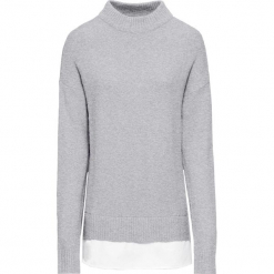 Sweter 2 w 1 bonprix jasnoszary melanż - biały. Szare swetry klasyczne damskie bonprix, z dzianiny, bez kołnierzyka. Za 44.99 zł.