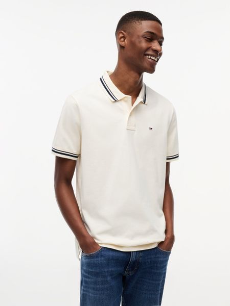 Tommy Jeans koszulka polo Mężczyźni Bawełna (100%) beżowy, M. Brązowe koszulki polo męskie Tommy Jeans, m, bez wzorów, z bawełny, bez ramiączek. Za 229.95 zł.