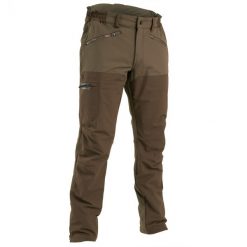 Spodnie outdoor Solognac 500 wzmocnione. Brązowe spodnie materiałowe męskie SOLOGNAC, bez wzorów, z elastanu, sportowe. Za 199.99 zł.