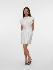 Vero Moda Sukienka w kolorze białym rozmiar: S. Białe sukienki damskie Vero Moda, s, bez wzorów, z bawełny, bez kołnierzyka, bez ramiączek, mini. Za 135.81 zł.