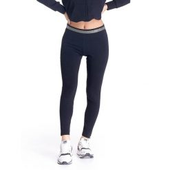 Damskie legginsy Shine On z gumką ze strasu. Czarne legginsy damskie LEONE 1947 APPAREL, l, bez wzorów, z tkaniny, na fitness i siłownię. Za 109.99 zł.