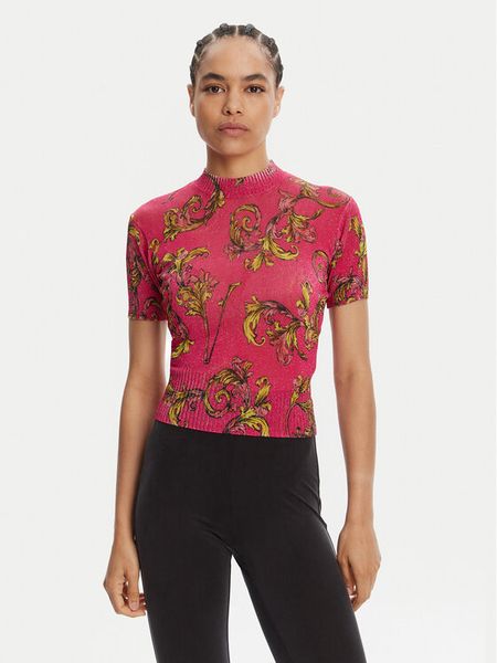 Versace Jeans Couture Sweter 78HAFM07 Różowy Slim Fit. Czerwone swetry klasyczne damskie Versace Jeans Couture, l, z jeansu, bez kołnierzyka. Za 879.99 zł.