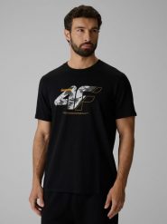 4F T-shirt regular z nadrukiem męski - czarny 3XL. Czarne t-shirty męskie 4f, m, bez wzorów, z bawełny, bez kołnierzyka. Za 69.99 zł.
