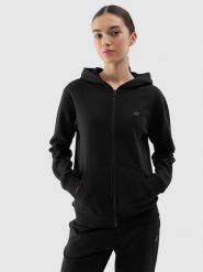 4F Bluza dresowa rozpinana z kapturem damska - czarna XS. Czarne bluzy z kapturem damskie 4f, xs, z bawełny. W wyprzedaży za 89.99 zł.