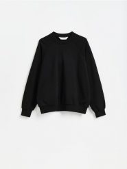 Gładka bluza oversize - czarny. Czarne bluzy bez kaptura męskie Reserved, l, z bawełny. Za 119.99 zł.