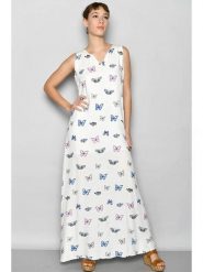 H.H.G. Sukienka w kolorze białym ze wzorem rozmiar: S. Białe sukienki damskie H.H.G., na co dzień, s, bez wzorów, z wiskozy, bez kołnierzyka, bez ramiączek, maxi, proste. Za 52.55 zł.