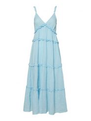 YAS Sukienka letnia Anina 26038014 Błękitny Regular Fit. Niebieskie sukienki damskie YAS, na lato, bez wzorów, z bawełny, bez kołnierzyka, bez ramiączek. Za 319.99 zł.