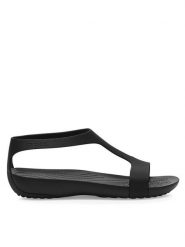 Crocs Sandały SERENA SANDAL 205469-060_ Czarny. Czarne sandały damskie Crocs, bez wzorów, z tworzywa sztucznego, bez obcasa, na płaskiej podeszwie. Za 149.99 zł.