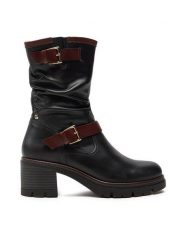 Pikolinos Botki W0B-8534C1 Czarny. Czarne botki damskie Pikolinos, ze skóry, bez obcasa, na słupku, bez zapięcia. Za 639.99 zł.