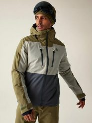 Dare 2b Kurtka narciarska "Baseplate III" w kolorze szaro-antracytowo-oliwkowym rozmiar: L. Brązowe kurtki narciarskie i snowboardowe damskie Dare 2b, l, bez wzorów, bez kaptura, narciarskie. Za 677.64 zł.