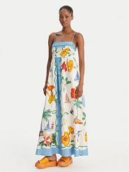 Seafolly Sukienka letnia Viva Vacation 55673-DR Błękitny Regular Fit. Niebieskie sukienki damskie Seafolly, na lato, l, bez wzorów, ze lnu, bez kołnierzyka, bez ramiączek. Za 769.99 zł.