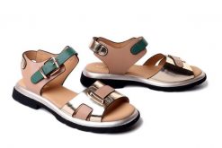 Artiker Relaks 58C0299 gold/apricot/green, sandały damskie. Brązowe sandały damskie Artiker Relaks, bez wzorów, ze skóry, bez obcasa. Za 239.90 zł.